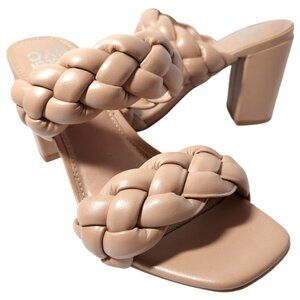 Madden NYC Women's Size 8 Nude Chunky Braided Slip-on 3.5" Block Heels